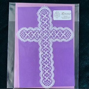 NWT Rococo Handmade Belgian Lace Cross  Authentic Bruges (1990s)